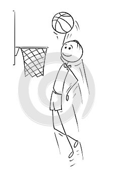 Vector Cartoon of Basketball Player Scoring Goal