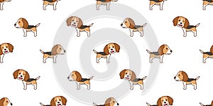 Vector cartoon beagle dog seamless pattern background