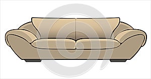 Vector cartoon beige couch isolated on white