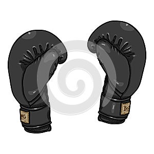 Vector Cartoon Black Boxing Gloves