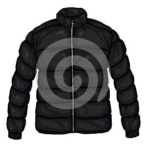 Vector Cartoon Black Down Jacket Illustration