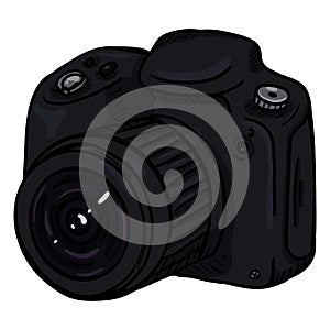 Vector Cartoon Black Reflex Camera