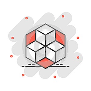 Vector cartoon blockchain technology icon in comic style. Cryptography cube block concept illustration pictogram. Blockchain