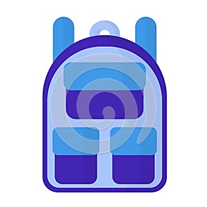 Vector cartoon blue school bag or backpack with pockets
