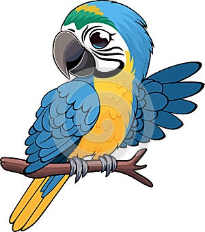 Vector cartoon Blue-and-yellow macaw ara parrot sticker