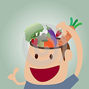 Vector cartoon of Brains food concept