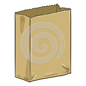 Vector Cartoon Brown Paper Bag