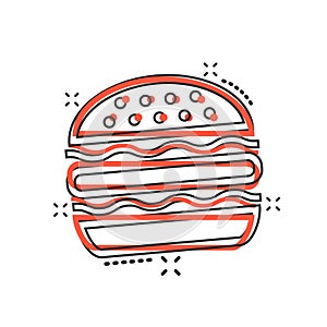 Vector cartoon burger fast food icon in comic style. Hamburger s