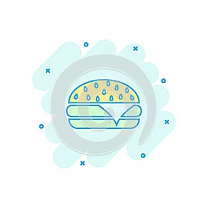 Vector cartoon burger fast food icon in comic style. Hamburger s