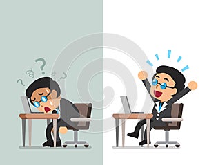 Vector cartoon businessman expressing different emotions