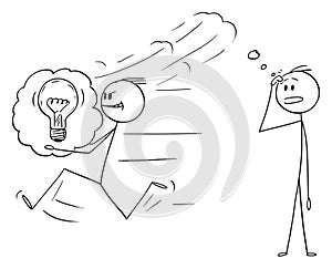 Vector Cartoon of Businessman Stealing an Idea to Another Man or Competitor photo