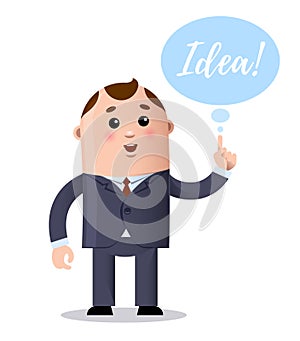 Vector cartoon businessman who has a great idea