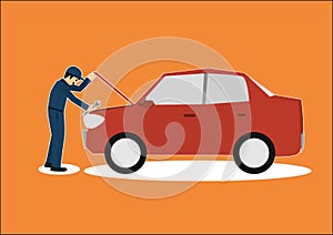 Vector cartoon of car mechanic repairman