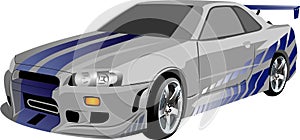 Vector - Cartoon car Nissan Skyline GTR