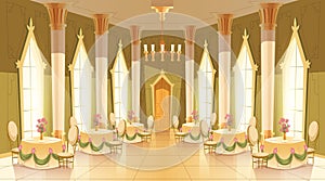 Vector cartoon castle hall, ballroom for dancing