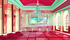 Vector cartoon castle palace ballroom background