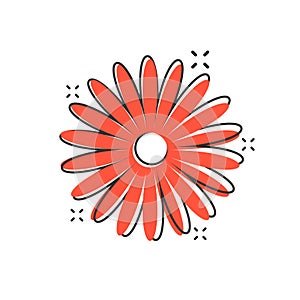 Vector cartoon chamomile flower icon in comic style. Daisy concept illustration pictogram. Camomile business splash effect