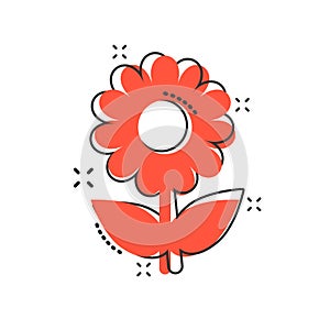 Vector cartoon chamomile flower icon in comic style. Daisy concept illustration pictogram. Camomile business splash effect