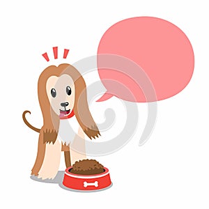 Vector cartoon character afghan hound dog and speech bubble