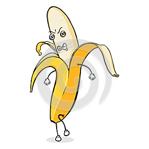 Vector Cartoon Character - Angry Peeled Banana