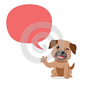 Vector cartoon character brown dog with speech bubble