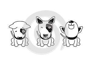 Vector cartoon character bull terrier dog poses