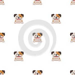 Vector cartoon character bulldog seamless pattern background