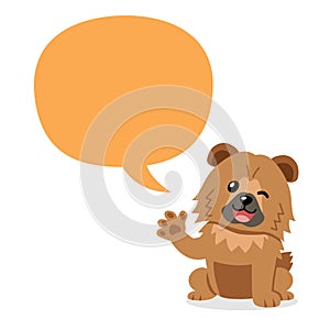 Vector cartoon character cute chow chow dog with speech bubble