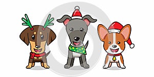 Vector cartoon character cute dogs christmas costumes