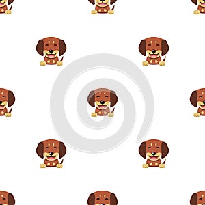 Vector cartoon character dachshund dog seamless pattern background