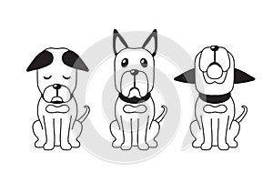 Vector cartoon character great dane dog poses set