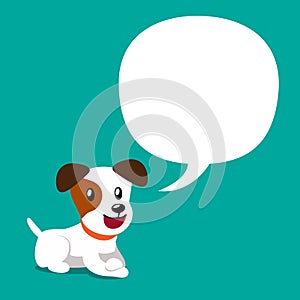 Vector cartoon character jack russell terrier dog with speech bubble