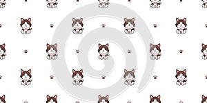 Vector cartoon character ragamuffin cat seamless pattern background