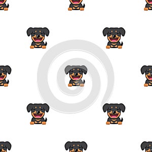 Vector cartoon character rottweiler dog seamless pattern background