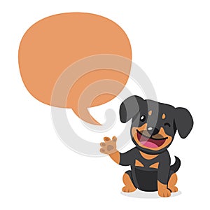 Vector cartoon character rottweiler dog with speech bubble