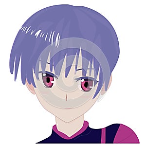 Vector cartoon characters. Anime girl in japanese. Anime style, drawn vector illustration. Sketch. Manga style. Colored