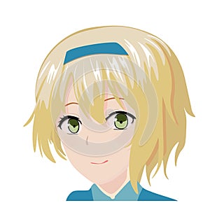 Vector cartoon characters. Anime girl in japanese. Anime style, drawn vector illustration. Sketch. Manga style. Colored