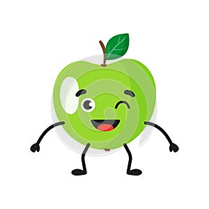 Vector cartoon cheerful cute apple character