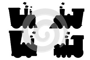 Vector cartoon children locomotive silhouttes. photo