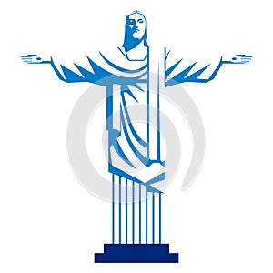 Vector Cartoon Christ The Redeemer Statue Isolated