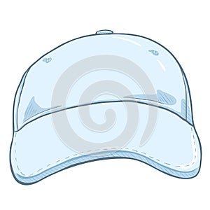 Vector Cartoon Classic Blank Baseball Cap. Front View.