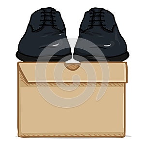Vector Cartoon Classic Men Shoes with Shoebox