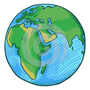 Vector Cartoon Color Globe Illustration