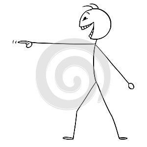 Vector Cartoon of Crazy or Mad Man or Businessman Pointing His Finger and Laughing