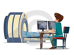 Vector cartoon ct mri tomography screening concept