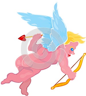 Vector cartoon cupid boy flying