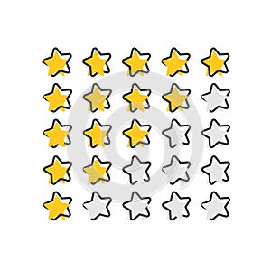 Vector cartoon customer review icon in comic style. Stars rank c