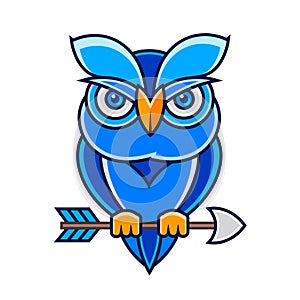 Vector Cartoon Cute Blue Bird Flying Isolated