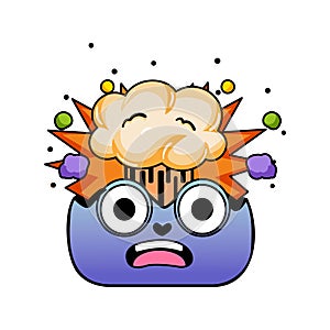 Vector Cartoon Cute Exploding Head Emoji isolated illustration