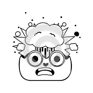 Vector Cartoon Cute Exploding Head Emoji isolated illustration